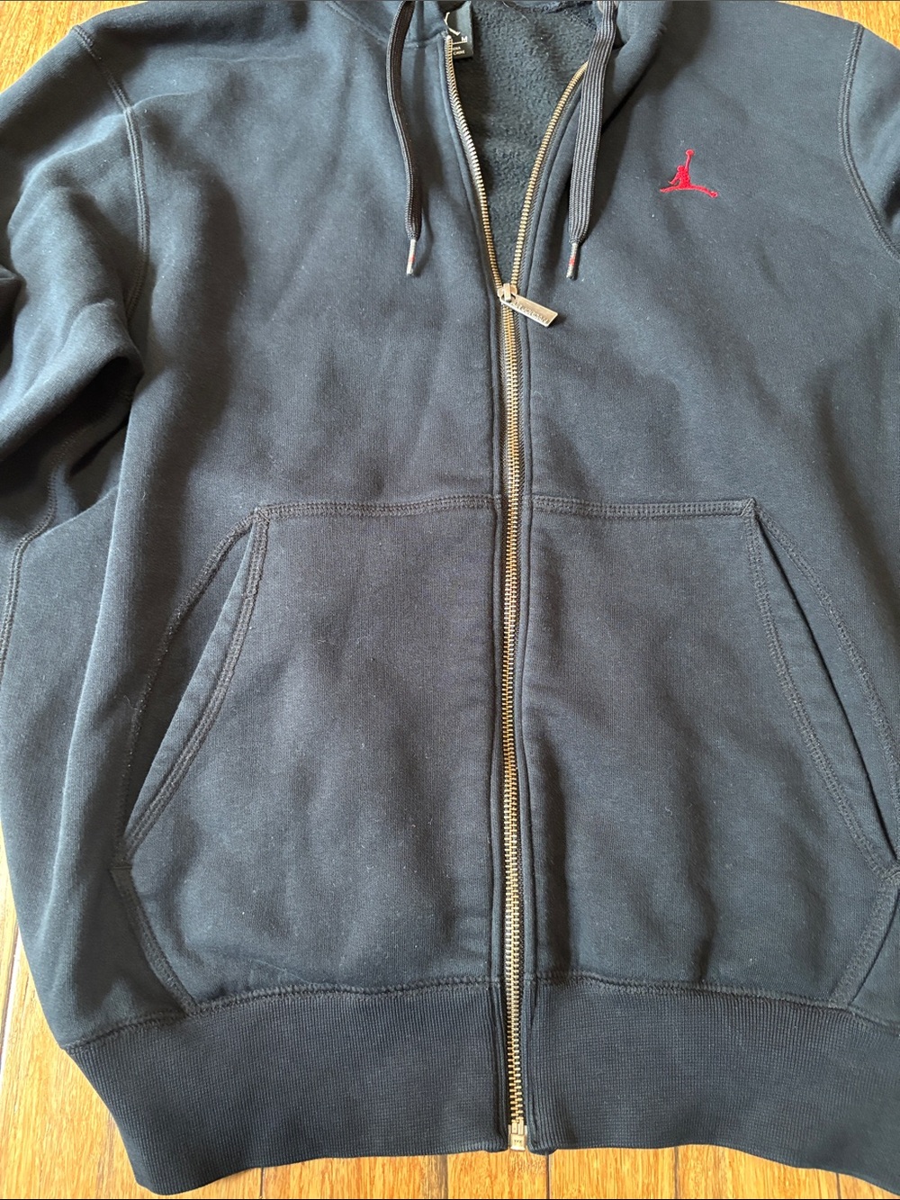 🏀Air Jordan Medium Black Red Hoodie Sweatshirt Nike Men’s - Picture 6 of 7